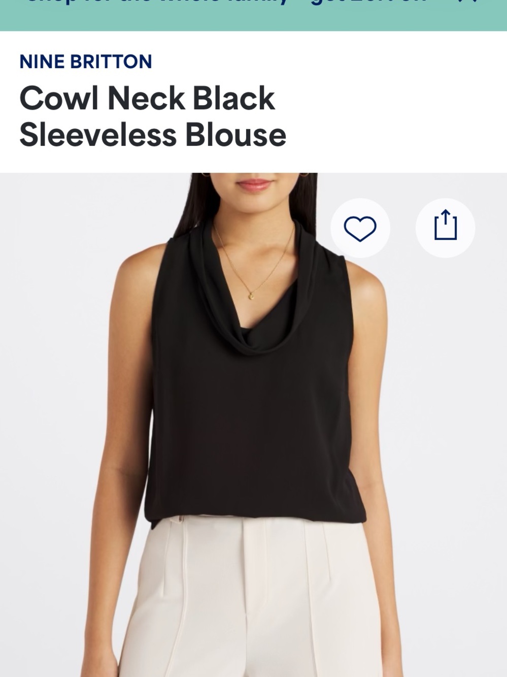 nine britton Black Cowl Neck Sleeveless Top
